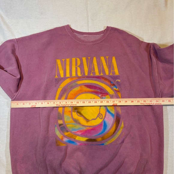 Urban Outfitters Oversized Nirvana Graphic Faded Pink Crewneck Sweatshirt - Picture 6 of 8